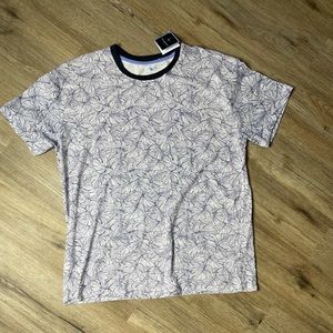 Navy Leaf PatternT-Shirt By Tailorbyrd, US Mens XL